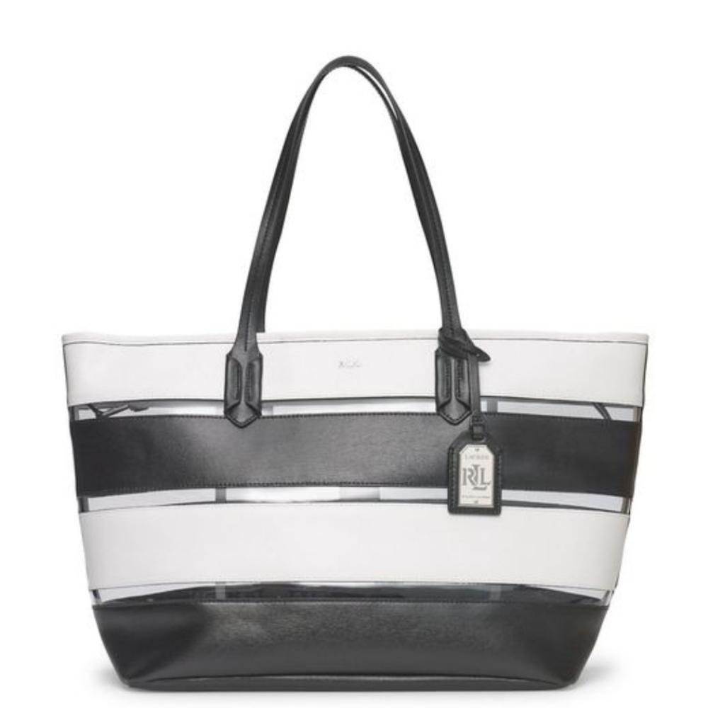 Ralph Lauren Black And White Leather Tote
